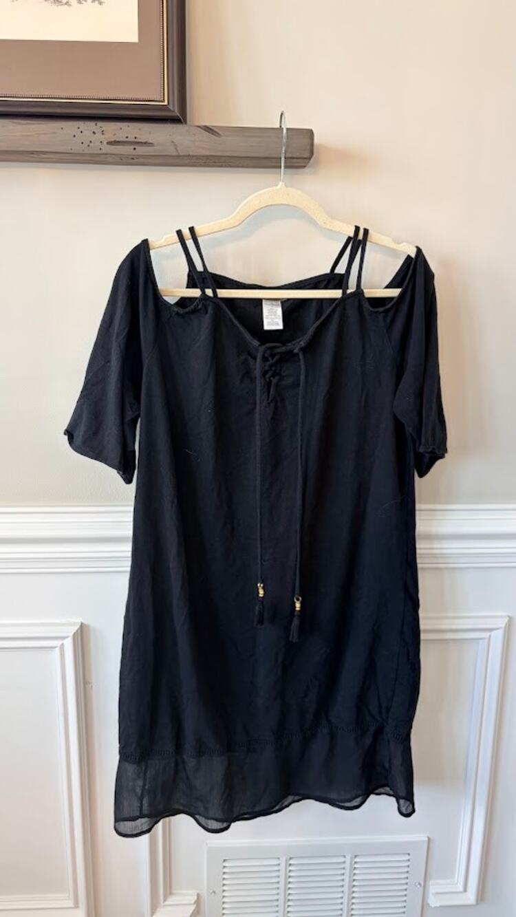 Tommy Bahama Black MEDIUM Modal Cold-Shoulder Beach Dress Coverup GUC
